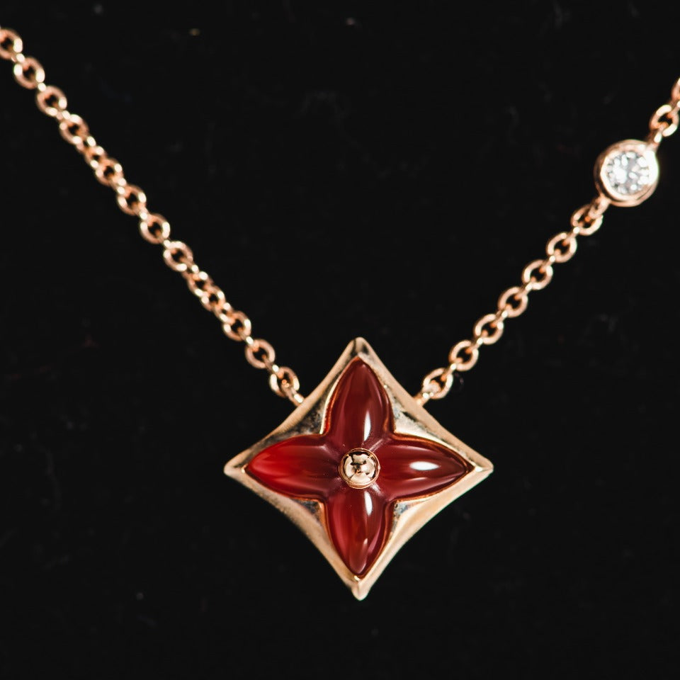 [Elitejewels]スターネックレス ピンクゴールド 1ダイヤモンド