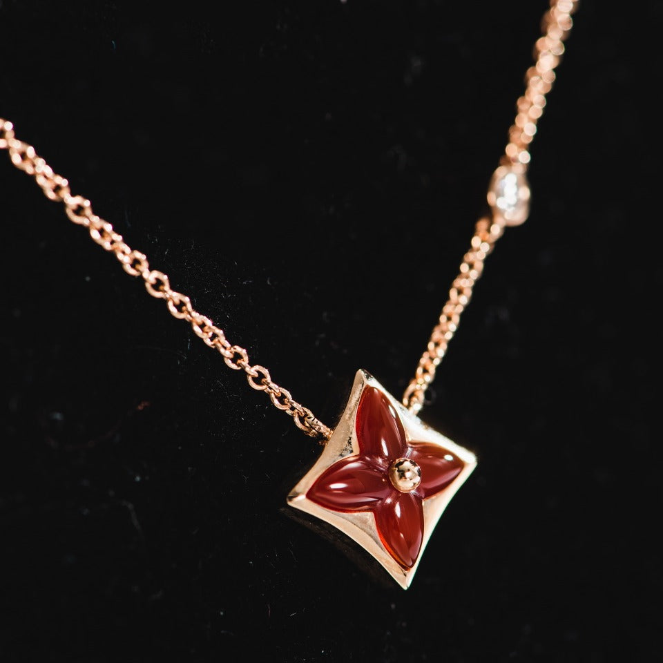 [Elitejewels]スターネックレス ピンクゴールド 1ダイヤモンド