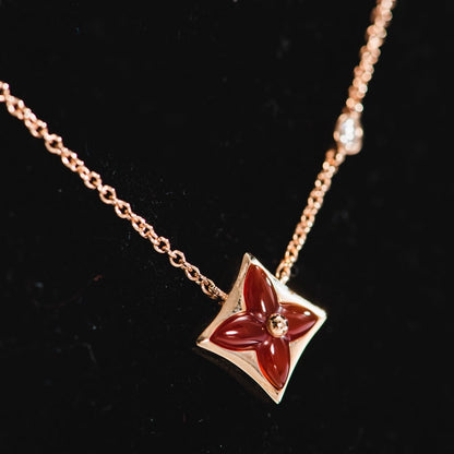 [Elitejewels]スターネックレス ピンクゴールド 1ダイヤモンド