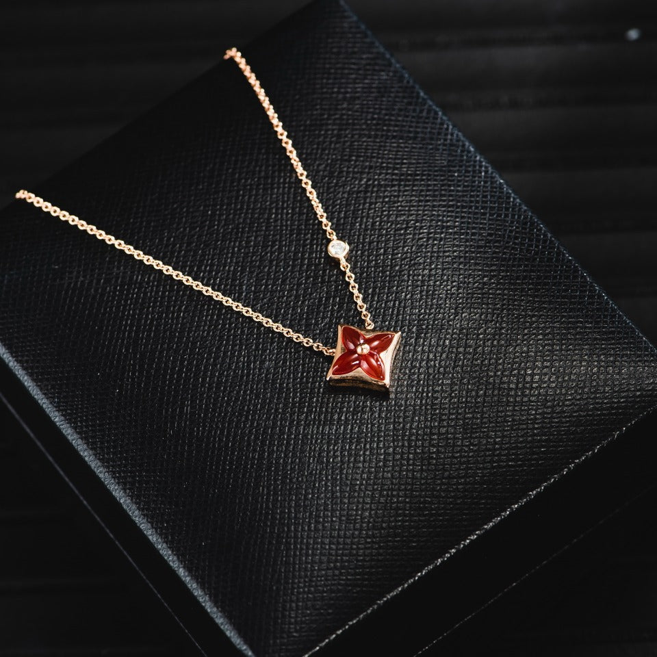 [Elitejewels]スターネックレス ピンクゴールド 1ダイヤモンド