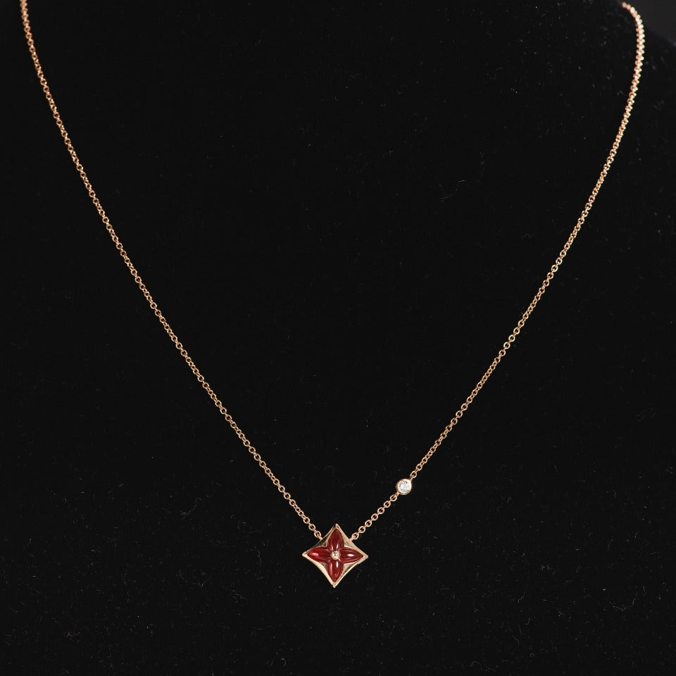 [Elitejewels]スターネックレス ピンクゴールド 1ダイヤモンド