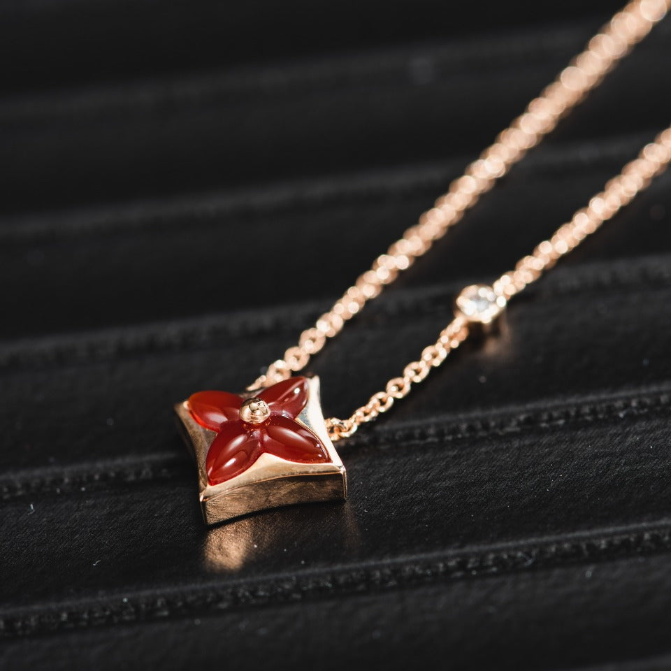 [Elitejewels]スターネックレス ピンクゴールド 1ダイヤモンド