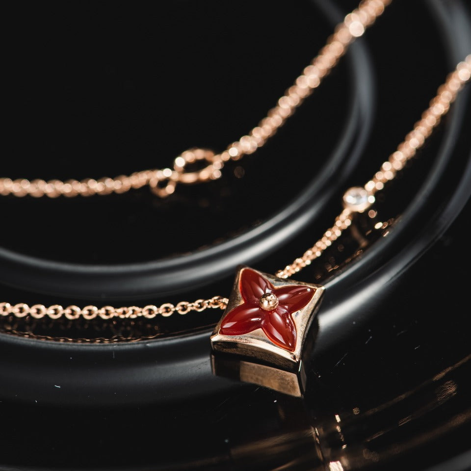 [Elitejewels]スターネックレス ピンクゴールド 1ダイヤモンド
