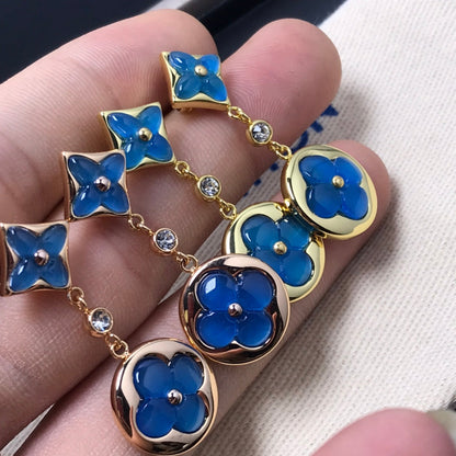 [Elitejewels]スター＆サンアゲートダイヤモンドイヤリング