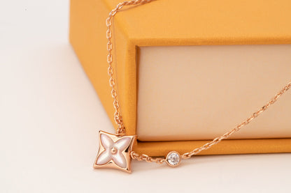 [Elitejewels]スターピンクモップ1ダイヤモンドピンクゴールドネックレス