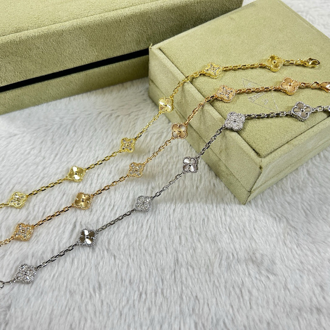 [Elitejewels]CLOVER 6 MOTIF DIAMOND LASER BRACELET
