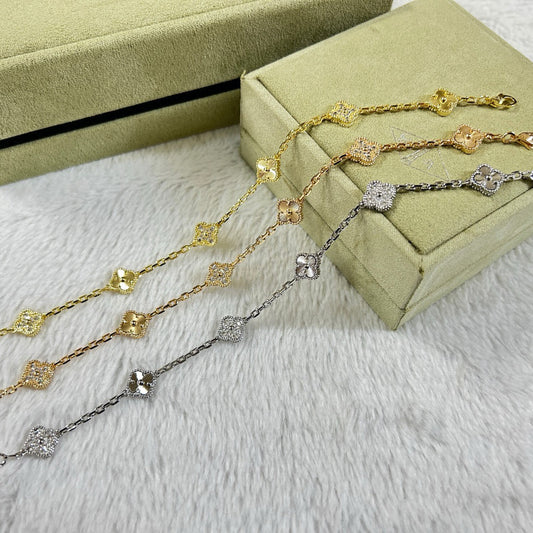 [Elitejewels]CLOVER 6 MOTIF DIAMOND LASER BRACELET