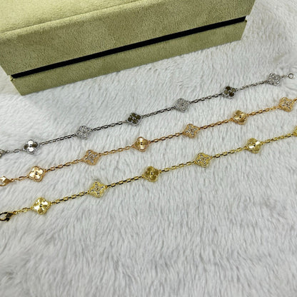 [Elitejewels]CLOVER 6 MOTIF DIAMOND LASER BRACELET