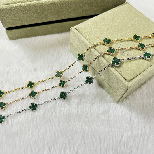 [Elitejewels]CLOVER 6 MOTIF MALACHITE BRACELET