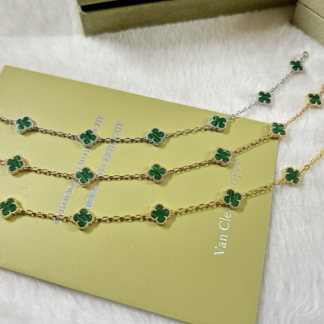 [Elitejewels]CLOVER 6 MOTIF MALACHITE BRACELET
