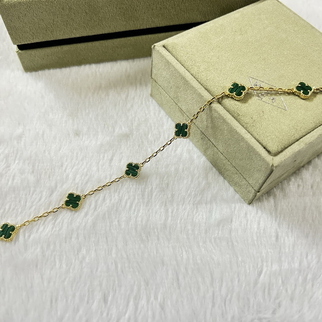 [Elitejewels]CLOVER 6 MOTIF MALACHITE BRACELET