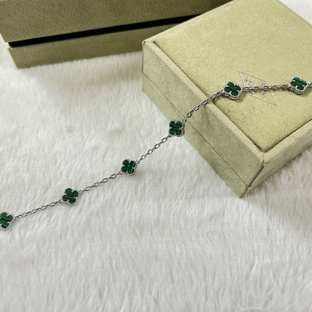 [Elitejewels]CLOVER 6 MOTIF MALACHITE BRACELET