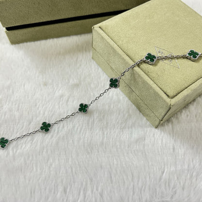 [Elitejewels]CLOVER 6 MOTIF MALACHITE BRACELET