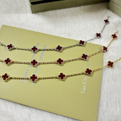 [Elitejewels]CLOVER 6 MOTIF RED AGATE BRACELET
