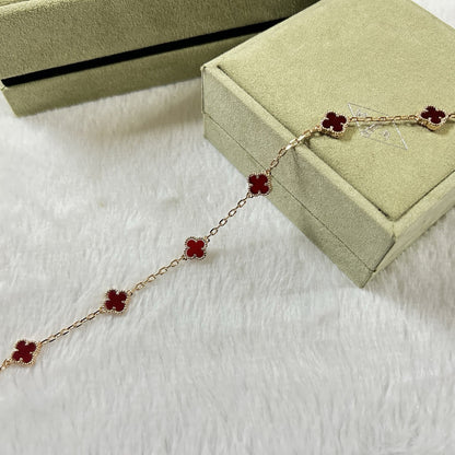 [Elitejewels]CLOVER 6 MOTIF RED AGATE BRACELET