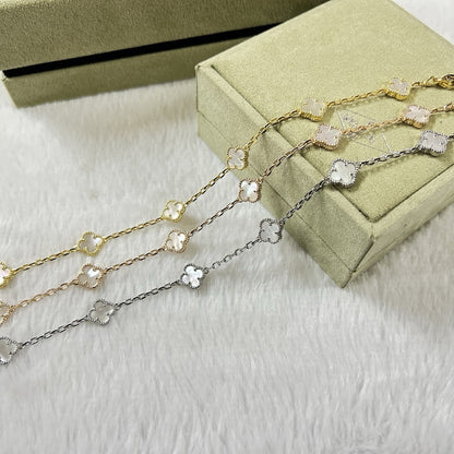 [Elitejewels]CLOVER 6 MOTIF WHITE MOP BRACELET