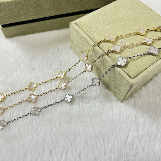 [Elitejewels]CLOVER 6 MOTIF WHITE MOP BRACELET