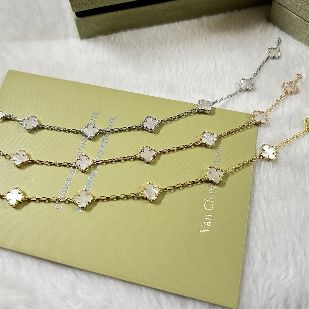 [Elitejewels]CLOVER 6 MOTIF WHITE MOP BRACELET