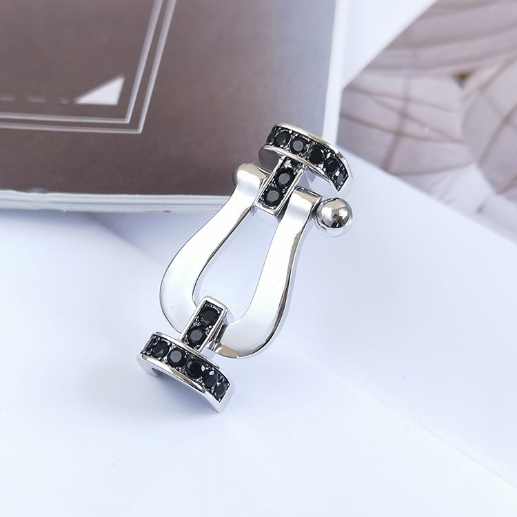 [Elitejewels]FORCE GROSSES HUFEISENARMBAND MIT SCHWARZEN DIAMANTEN SILBER