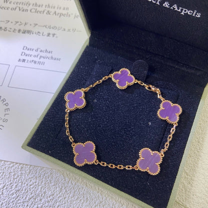 [Elitejewels]CLOVER  5 MOTIFS  PURPLE VIOLET BRACELET