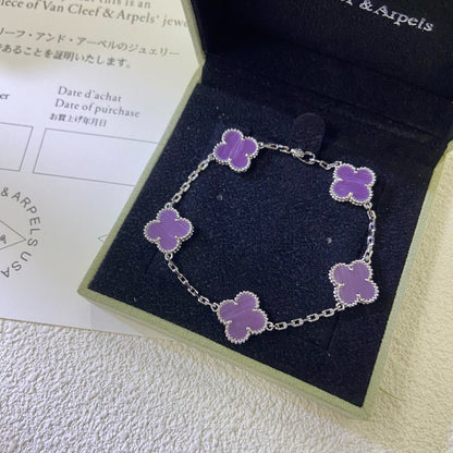 [Elitejewels]CLOVER  5 MOTIFS  PURPLE VIOLET BRACELET