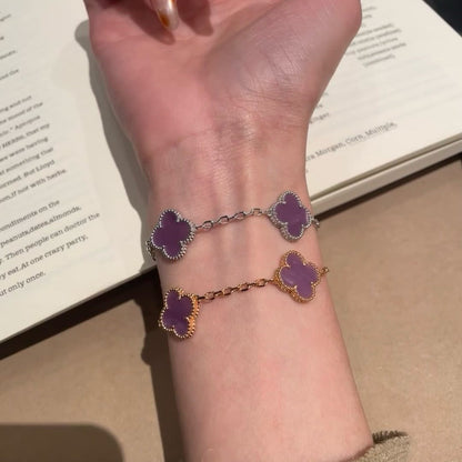 [Elitejewels]CLOVER  5 MOTIFS  PURPLE VIOLET BRACELET