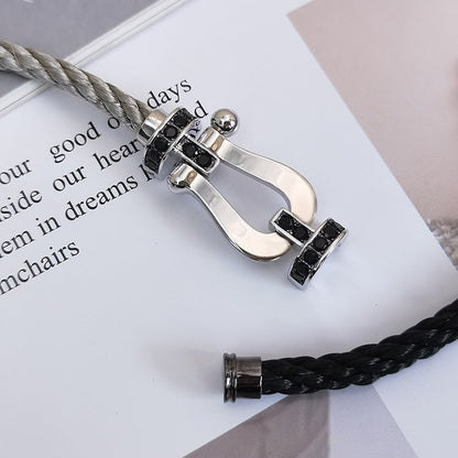 [Elitejewels]FORCE GROSSES HUFEISENARMBAND MIT SCHWARZEN DIAMANTEN SILBER