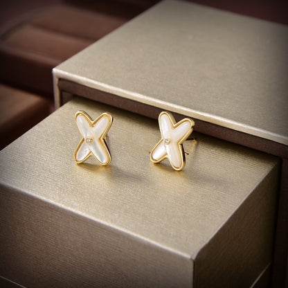 [Elitejewels]JEUX DE WHITE MOP GOLD DIAMOND OHRRINGE