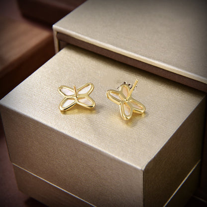 [Elitejewels]JEUX DE WHITE MOP GOLD DIAMOND OHRRINGE