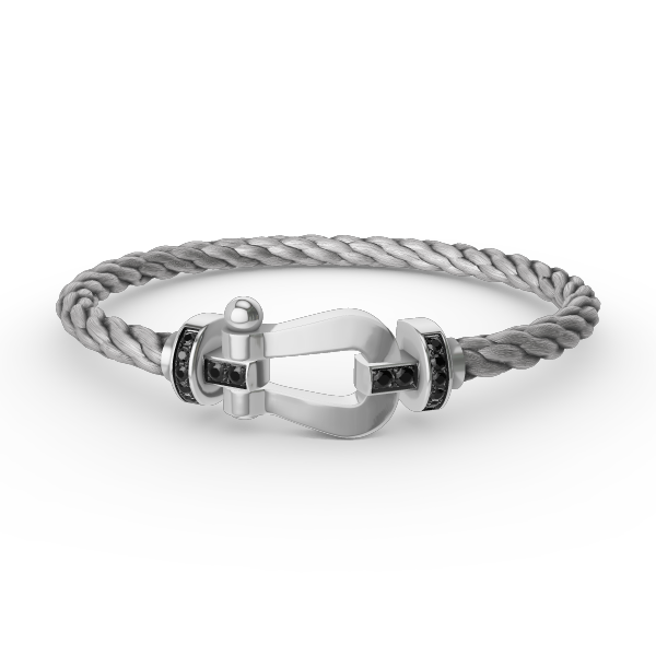 [Elitejewels]FORCE GROSSES HUFEISENARMBAND MIT SCHWARZEN DIAMANTEN SILBER