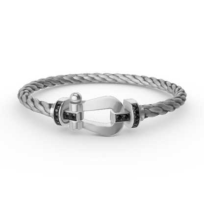 [Elitejewels]FORCE GROSSES HUFEISENARMBAND MIT SCHWARZEN DIAMANTEN SILBER