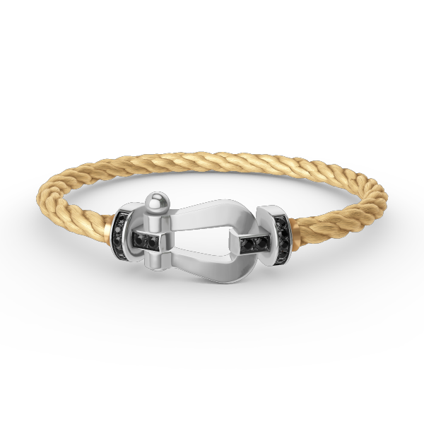 [Elitejewels]FORCE GROSSES HUFEISENARMBAND MIT SCHWARZEN DIAMANTEN SILBER