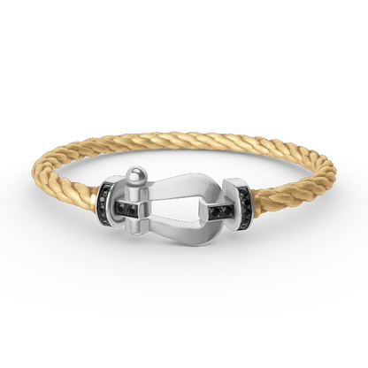 [Elitejewels]FORCE GROSSES HUFEISENARMBAND MIT SCHWARZEN DIAMANTEN SILBER