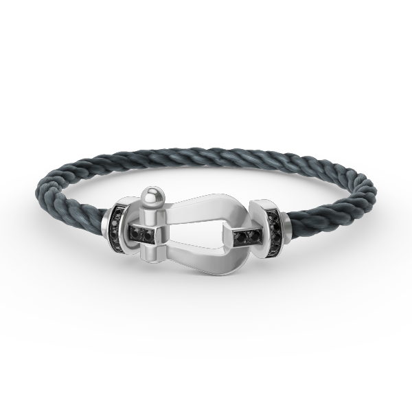 [Elitejewels]FORCE GROSSES HUFEISENARMBAND MIT SCHWARZEN DIAMANTEN SILBER