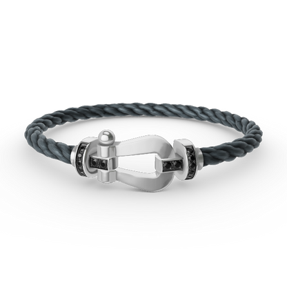 [Elitejewels]FORCE GROSSES HUFEISENARMBAND MIT SCHWARZEN DIAMANTEN SILBER