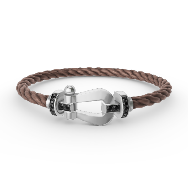 [Elitejewels]FORCE GROSSES HUFEISENARMBAND MIT SCHWARZEN DIAMANTEN SILBER