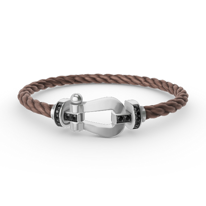 [Elitejewels]FORCE GROSSES HUFEISENARMBAND MIT SCHWARZEN DIAMANTEN SILBER