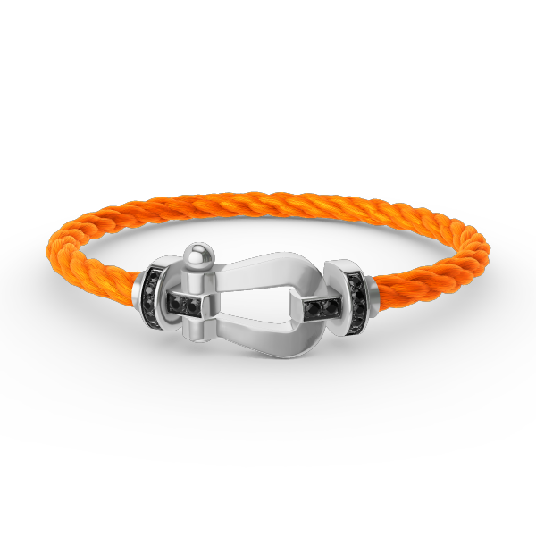 [Elitejewels]FORCE GROSSES HUFEISENARMBAND MIT SCHWARZEN DIAMANTEN SILBER