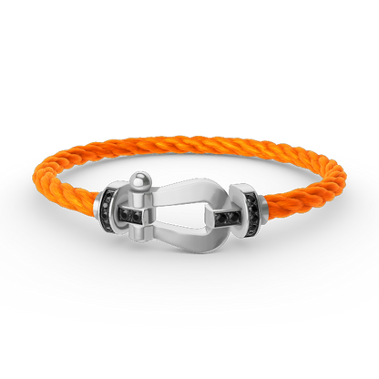 [Elitejewels]FORCE GROSSES HUFEISENARMBAND MIT SCHWARZEN DIAMANTEN SILBER