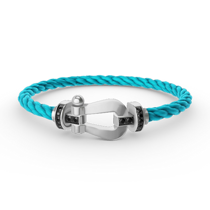 [Elitejewels]FORCE GROSSES HUFEISENARMBAND MIT SCHWARZEN DIAMANTEN SILBER