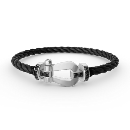 [Elitejewels]FORCE GROSSES HUFEISENARMBAND MIT SCHWARZEN DIAMANTEN SILBER