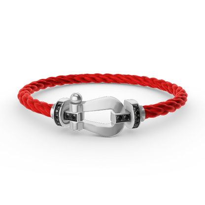 [Elitejewels]FORCE GROSSES HUFEISENARMBAND MIT SCHWARZEN DIAMANTEN SILBER