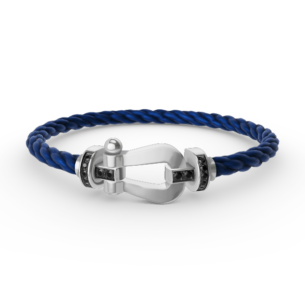 [Elitejewels]FORCE GROSSES HUFEISENARMBAND MIT SCHWARZEN DIAMANTEN SILBER