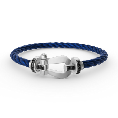 [Elitejewels]FORCE GROSSES HUFEISENARMBAND MIT SCHWARZEN DIAMANTEN SILBER