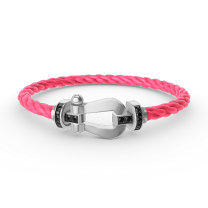 [Elitejewels]FORCE GROSSES HUFEISENARMBAND MIT SCHWARZEN DIAMANTEN SILBER