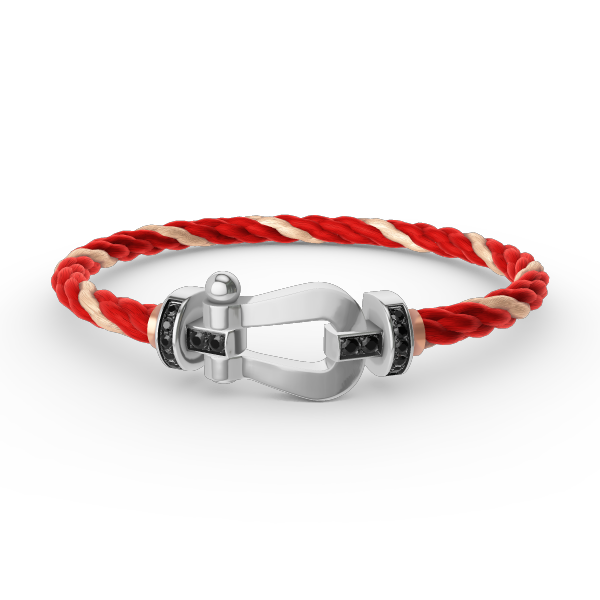 [Elitejewels]FORCE GROSSES HUFEISENARMBAND MIT SCHWARZEN DIAMANTEN SILBER