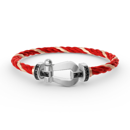 [Elitejewels]FORCE GROSSES HUFEISENARMBAND MIT SCHWARZEN DIAMANTEN SILBER