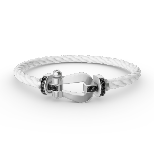 [Elitejewels]FORCE GROSSES HUFEISENARMBAND MIT SCHWARZEN DIAMANTEN SILBER