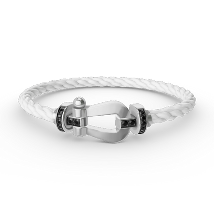 [Elitejewels]FORCE GROSSES HUFEISENARMBAND MIT SCHWARZEN DIAMANTEN SILBER