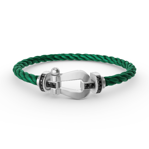 [Elitejewels]FORCE GROSSES HUFEISENARMBAND MIT SCHWARZEN DIAMANTEN SILBER